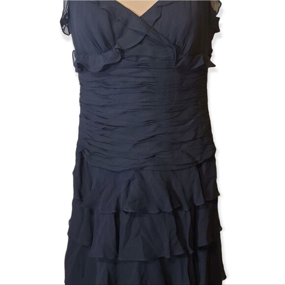 BCBGMaxAzria Black Silk Ruffled Gown Maxi Dress Size 2 - Picture 6 of 9